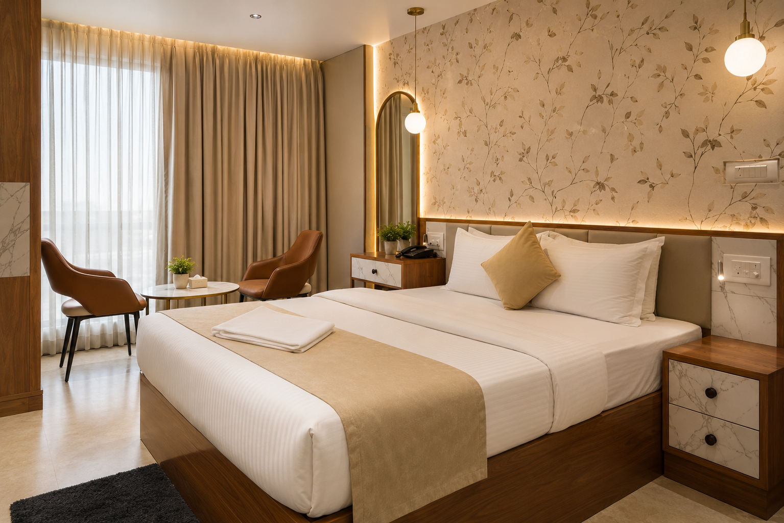 Guest room at Hotel Krushnai Deluxe